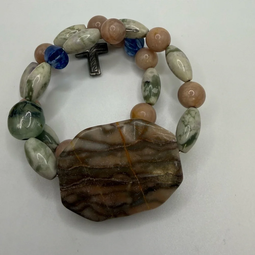 Rosary Style Gemstone Beaded Stretch Bracelet